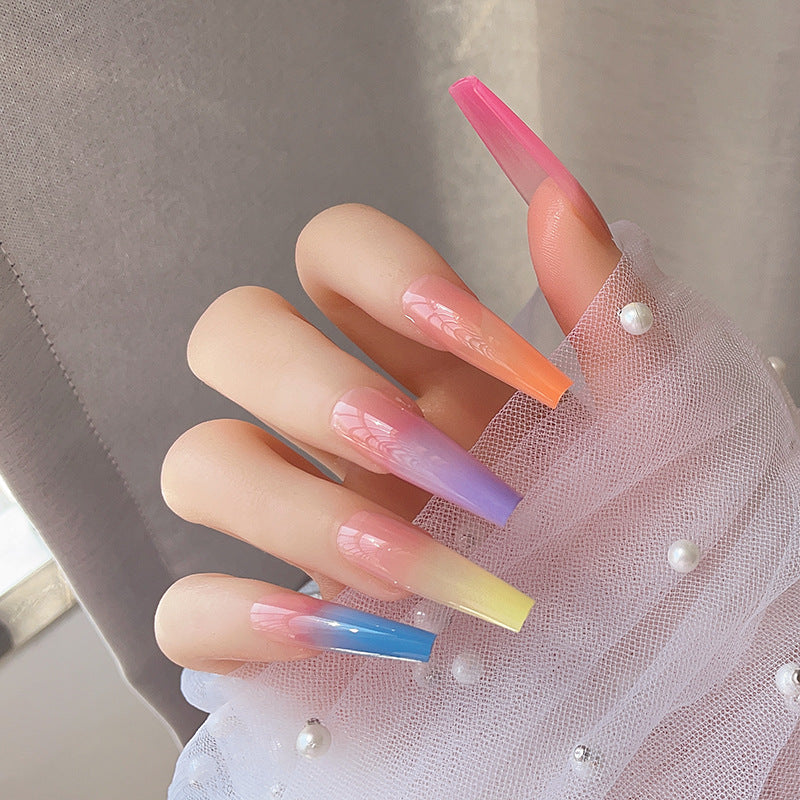 Gradient Ombre Long Press-On Nails Stornfield