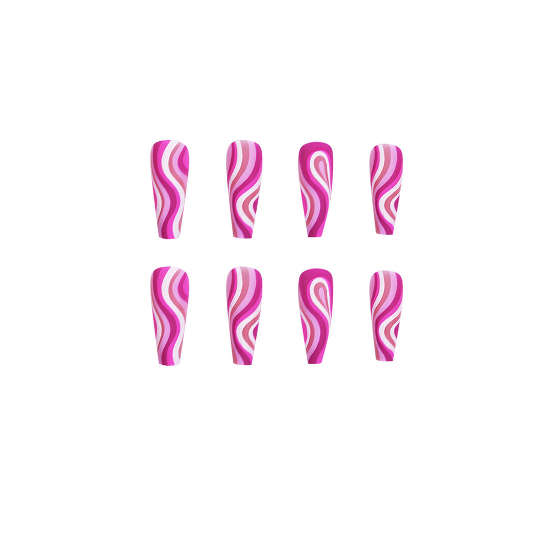 Artistic acrylic nails in ombre design with modern wave patterns Stornfield