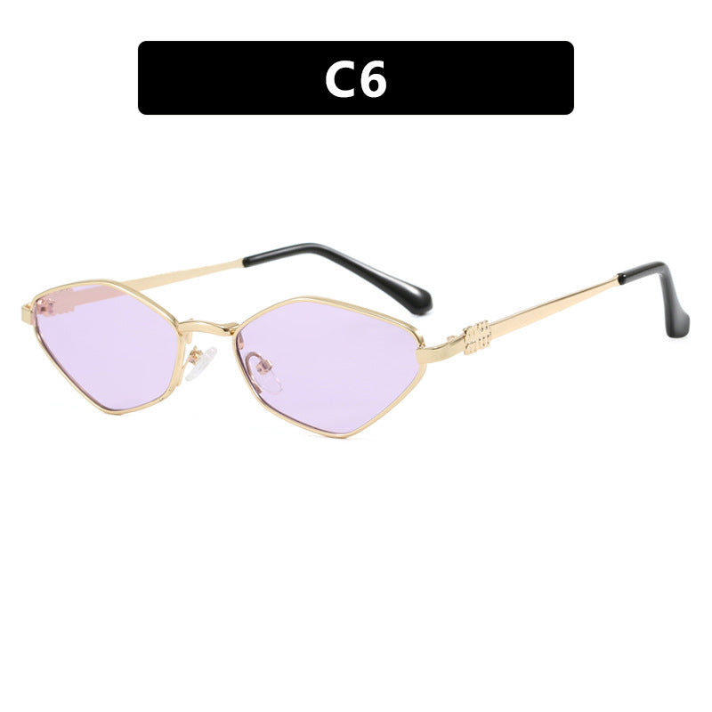 Women's geometric sunglasses with glossy metal frame and polarized lenses Stornfield
