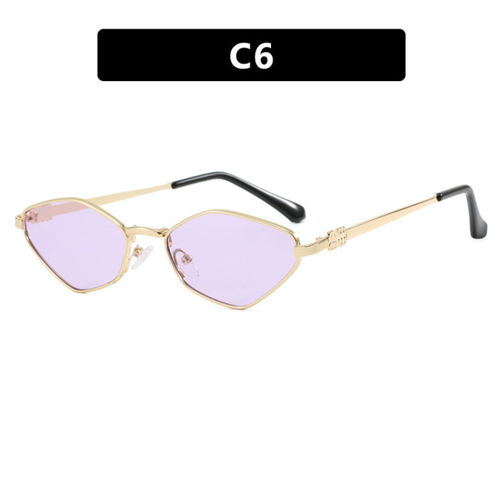 Women's geometric sunglasses with glossy metal frame and polarized lenses Stornfield