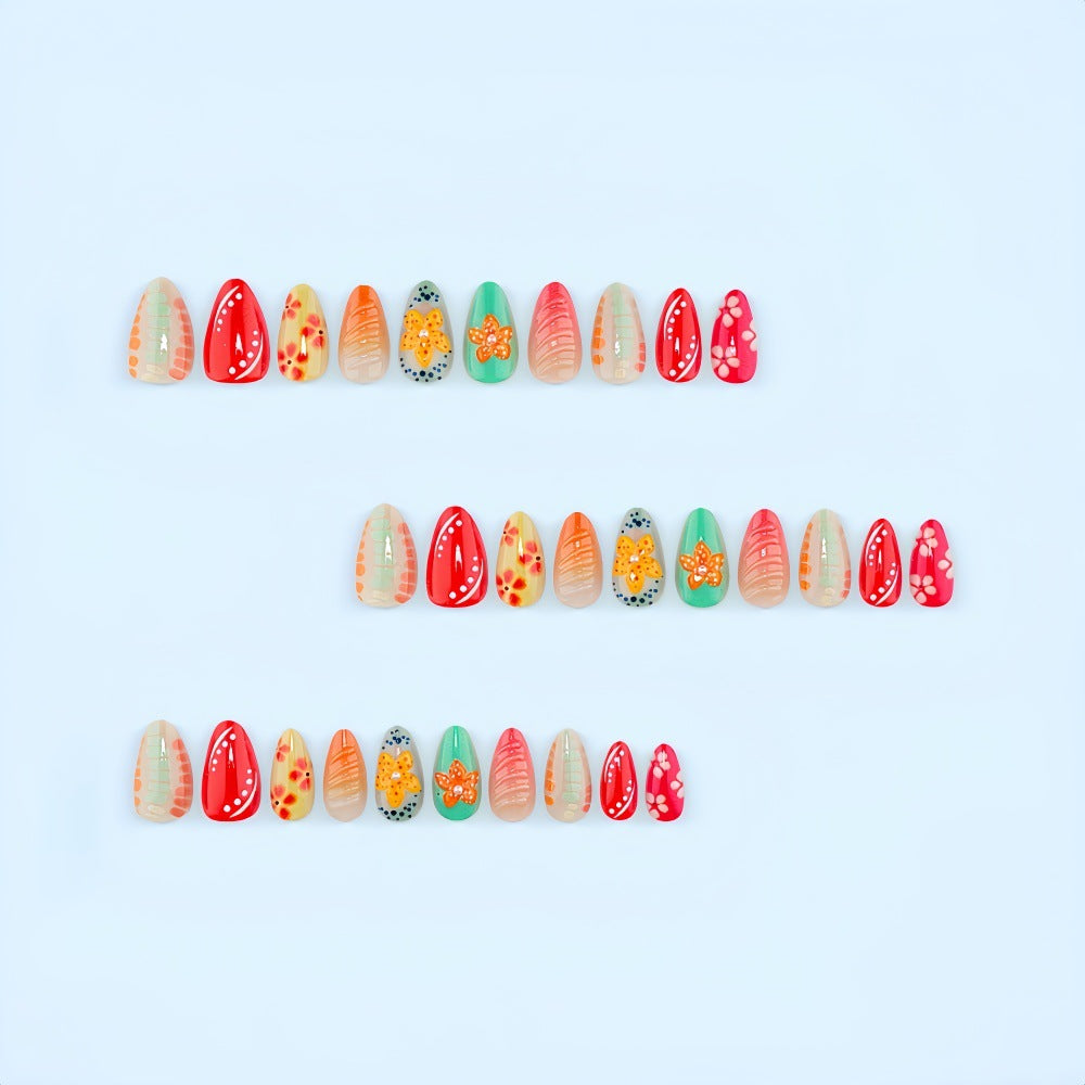 Creative floral design acrylic nails Stornfield