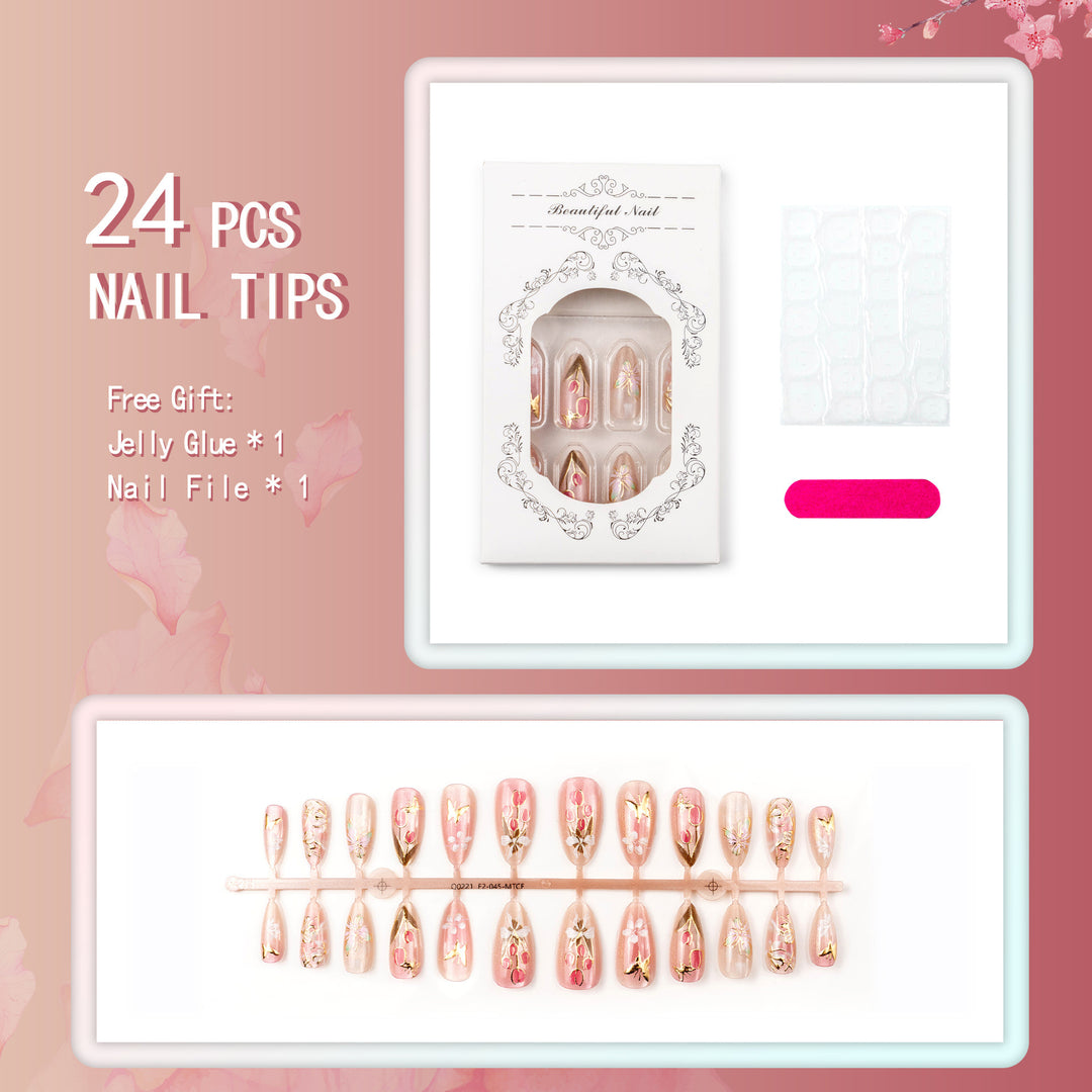 Elegant artificial nails with floral designs Stornfield