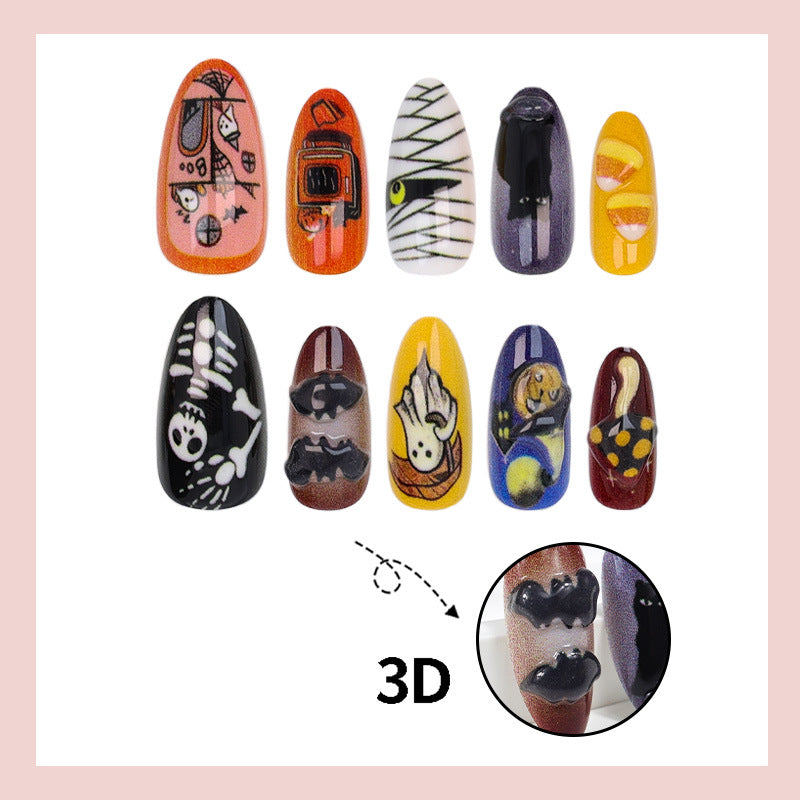 Artificial nail set with spooky Halloween designs Stornfield