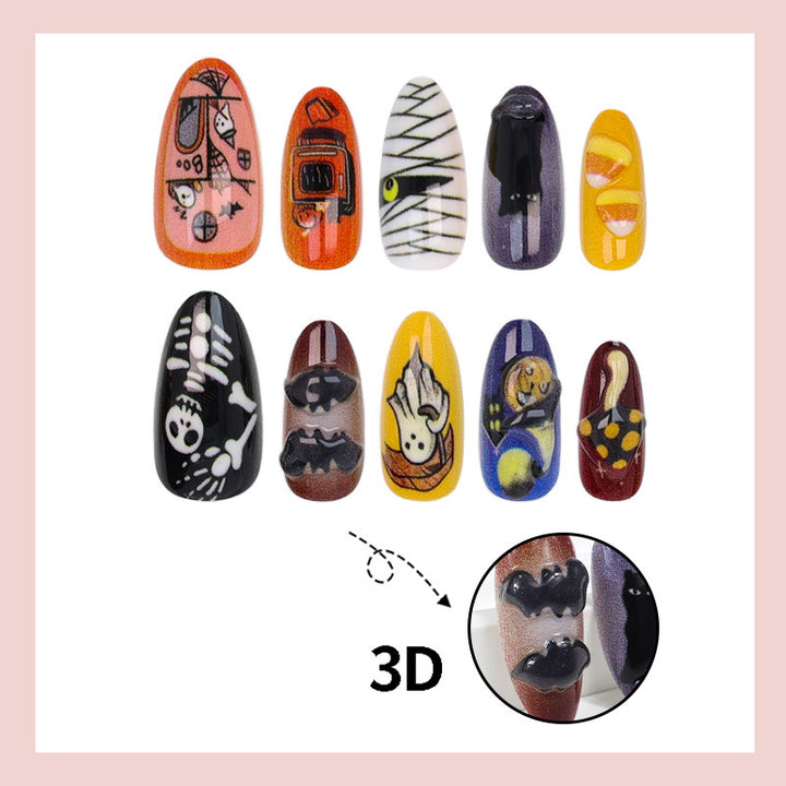 Artificial nail set with spooky Halloween designs Stornfield