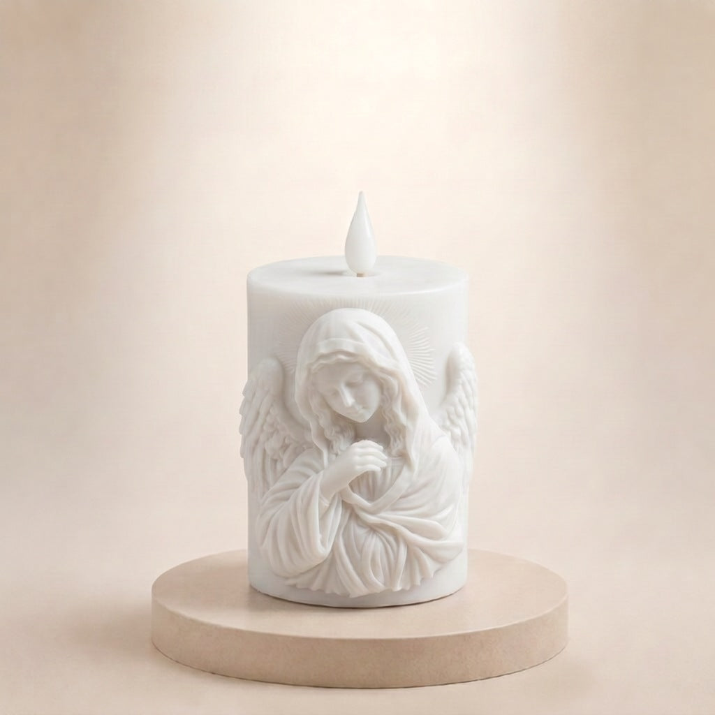 Angel carved decorative candle