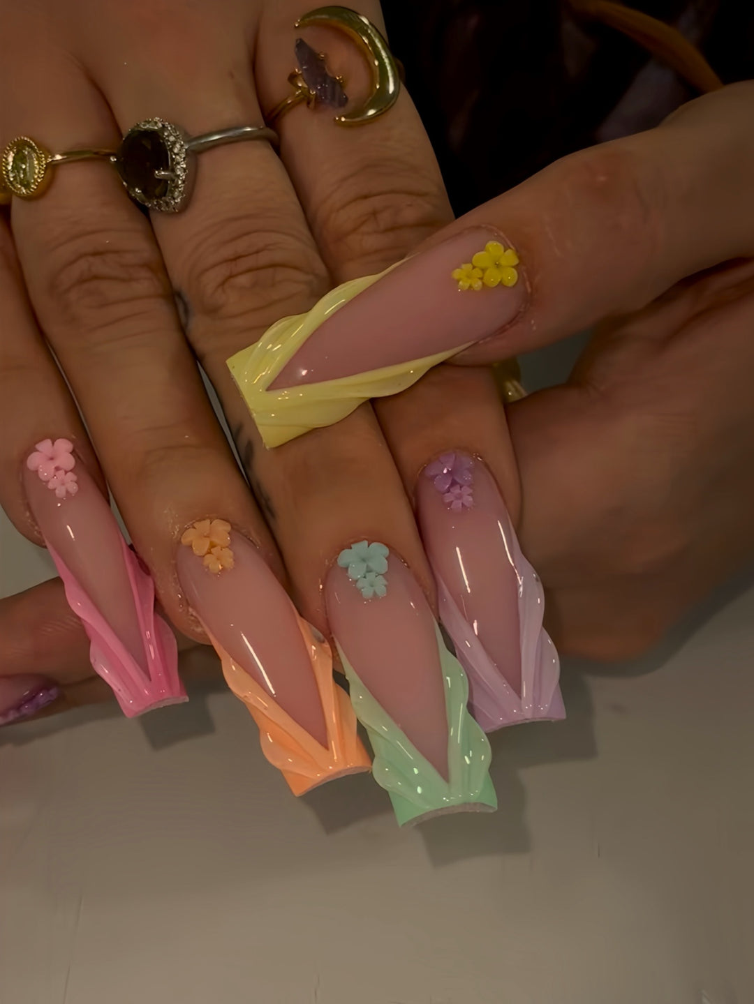 Decorative Long Press-On Nail Extensions Stornfield