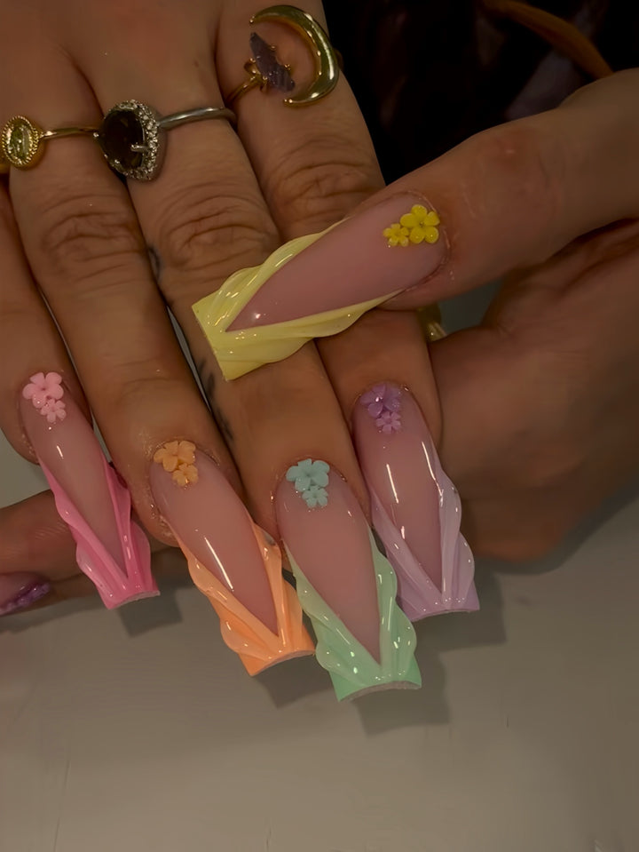Decorative Long Press-On Nail Extensions Stornfield
