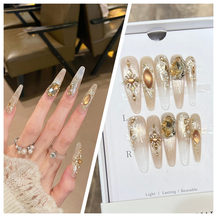 Artistic Stiletto Press-On Nail Set with Charming Patterns Stornfield