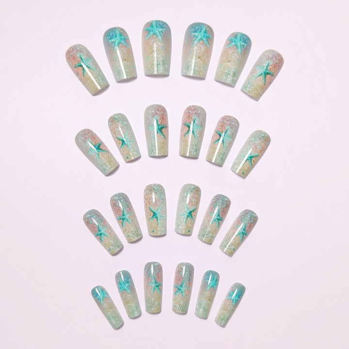 Glittering artificial nails with maritime star motif Stornfield