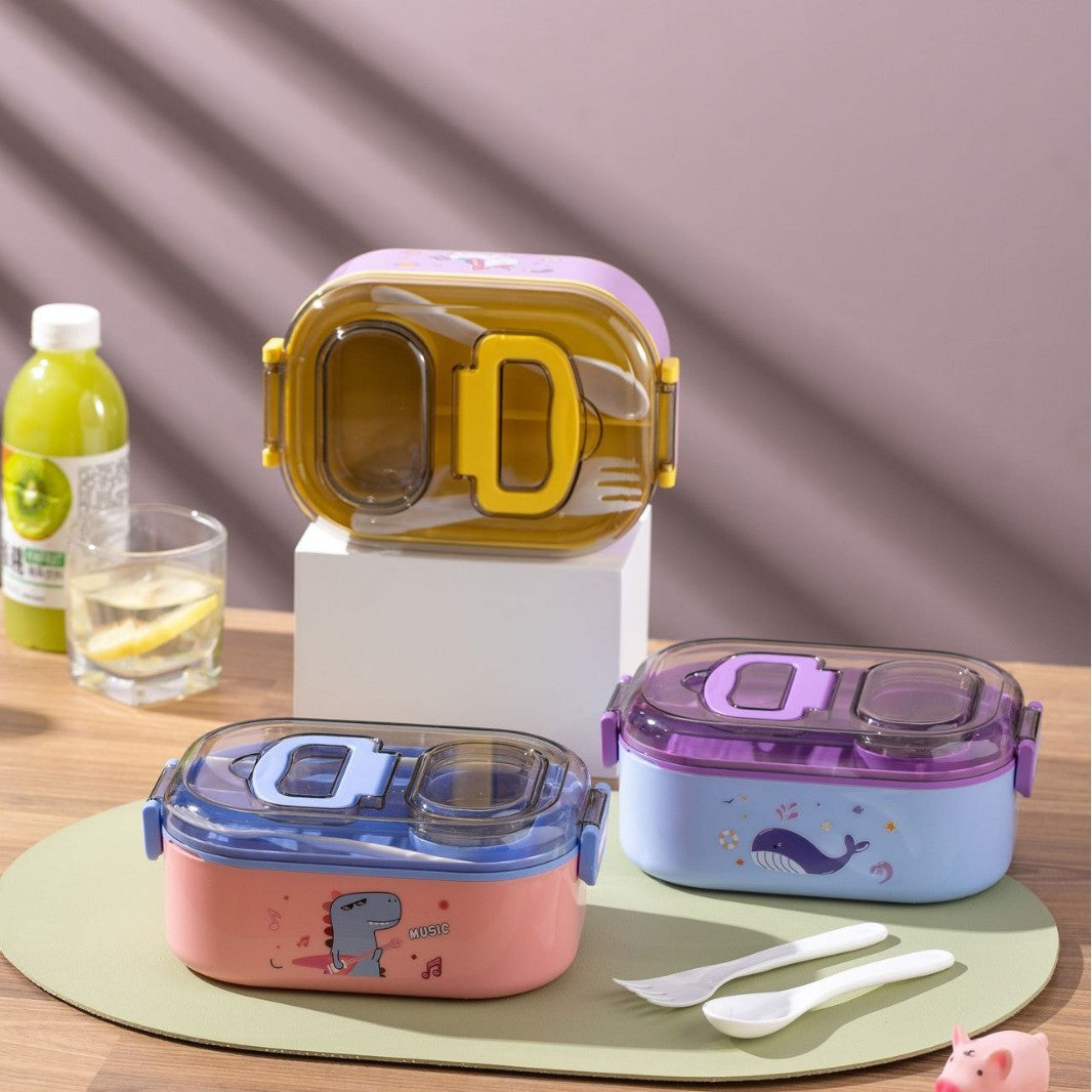 Cartoon-Themed Multi-Compartment Lunch Box