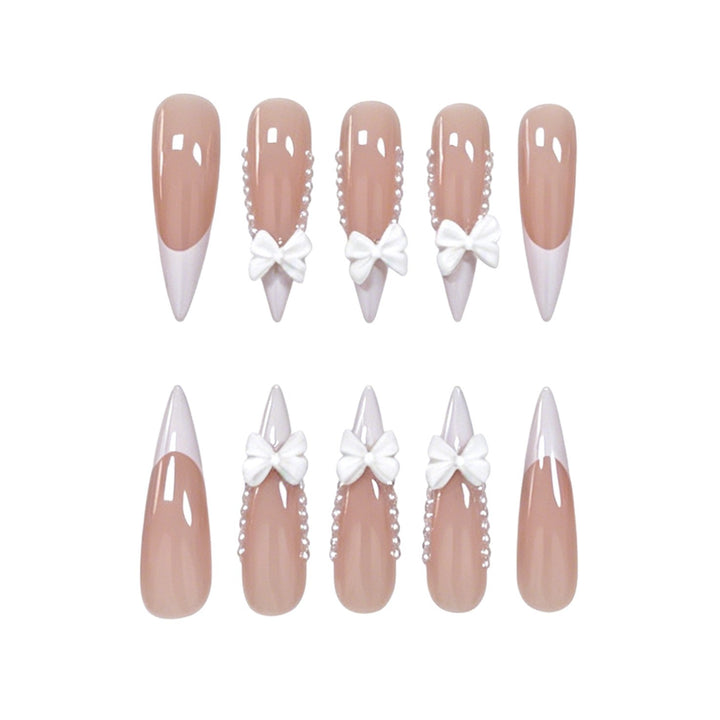Elegant Bow-Embellished Nail Art Stornfield