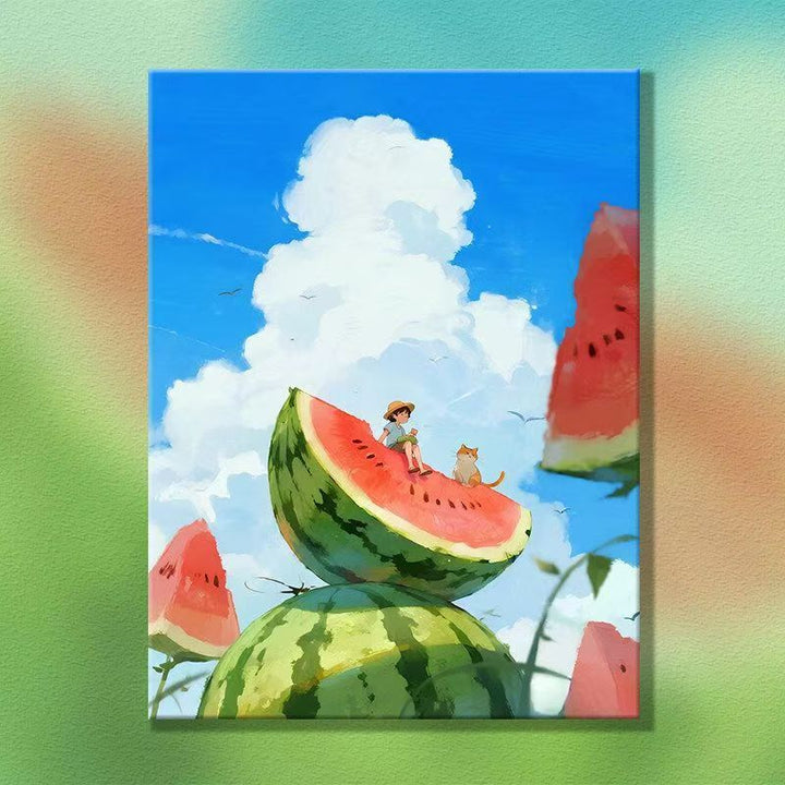 Whimsical Watermelon-Themed Canvas Artwork Stornfield