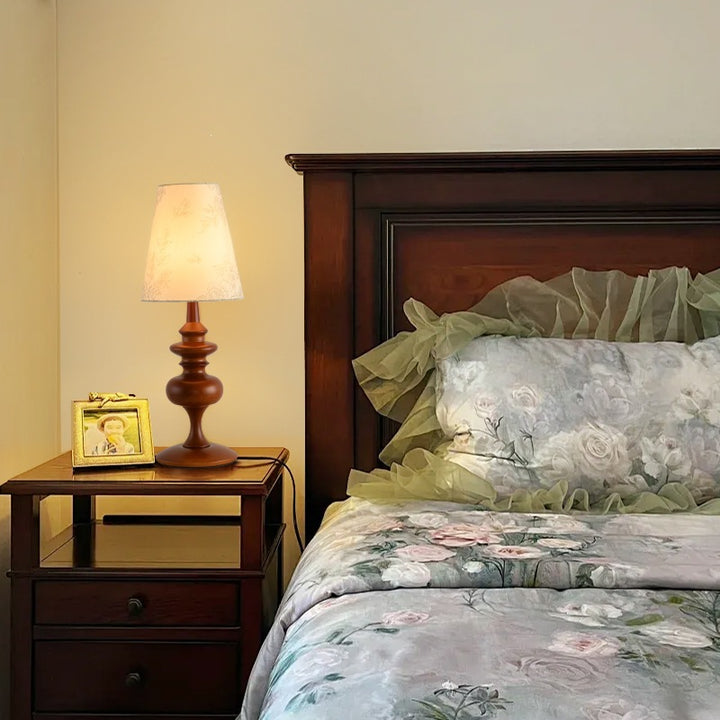 Decorative Table Lamp with Floral Fabric Shade