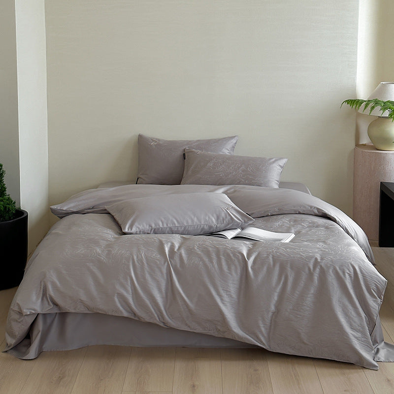 Jacquard Cotton-Sateen Duvet Cover Set with Subtle Woodgrain Texture