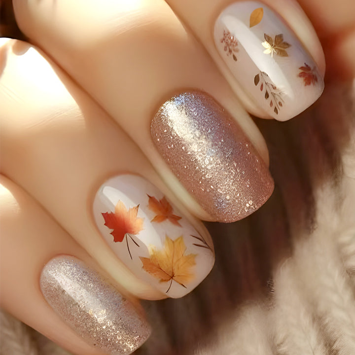 Artistic Autumn-Themed Press-On Nails Stornfield