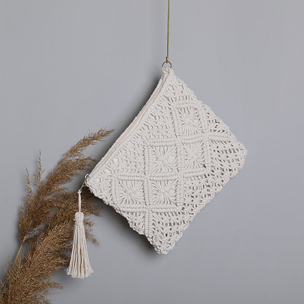Macrame Clutch with Tassel Details Stornfield