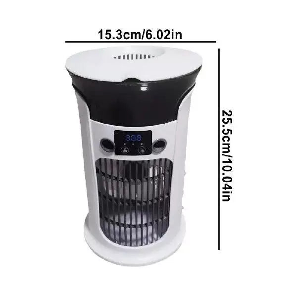 Unisex one size compact cylindrical digital personal cooling fan with programmable LED display and multi-level speed settings Stornfield