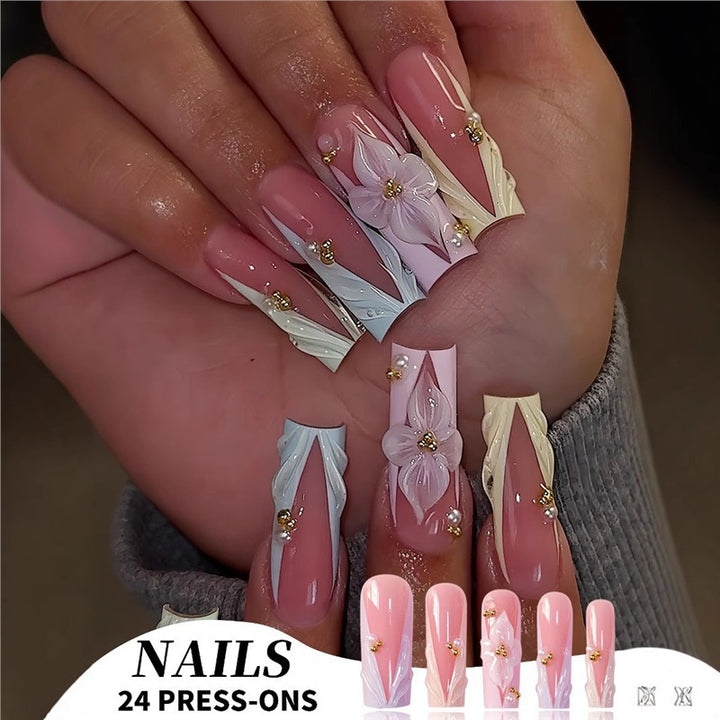 Floral Press-On Nail Extensions Stornfield