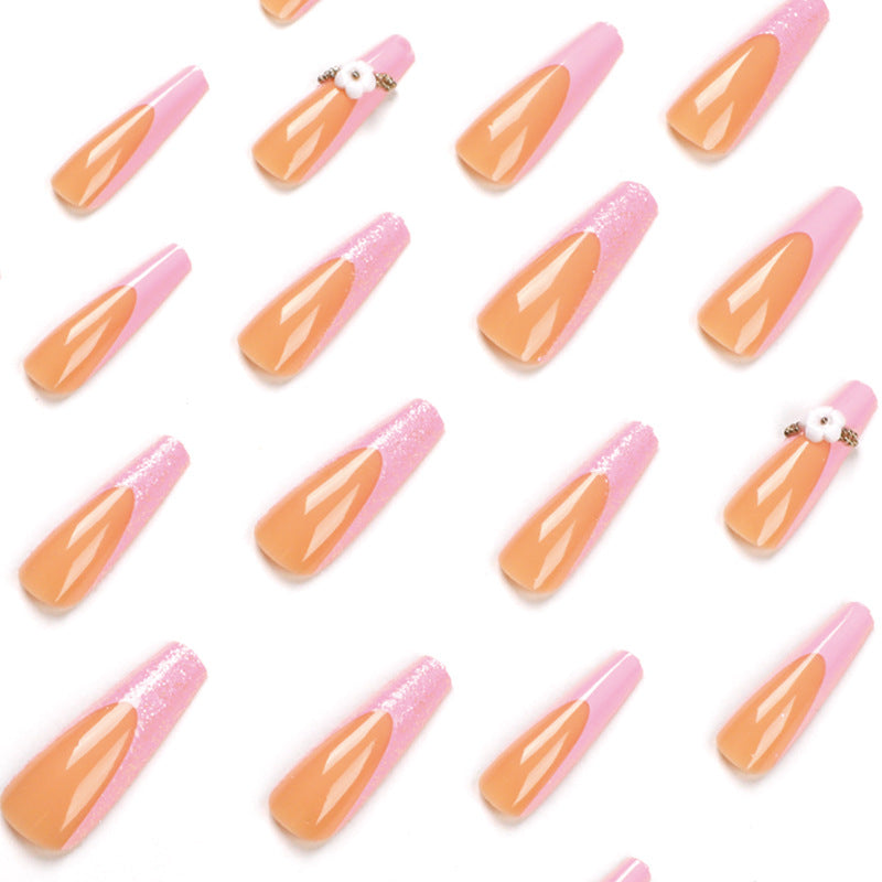 Glittering nail extensions with floral design Stornfield