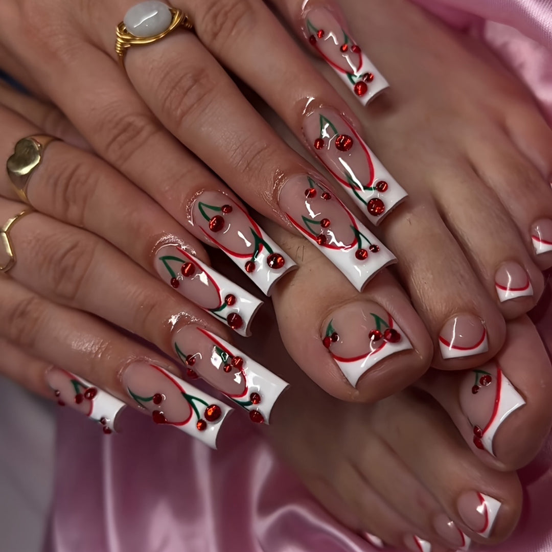 Decorative Cherry-Themed Press-On Nails Stornfield