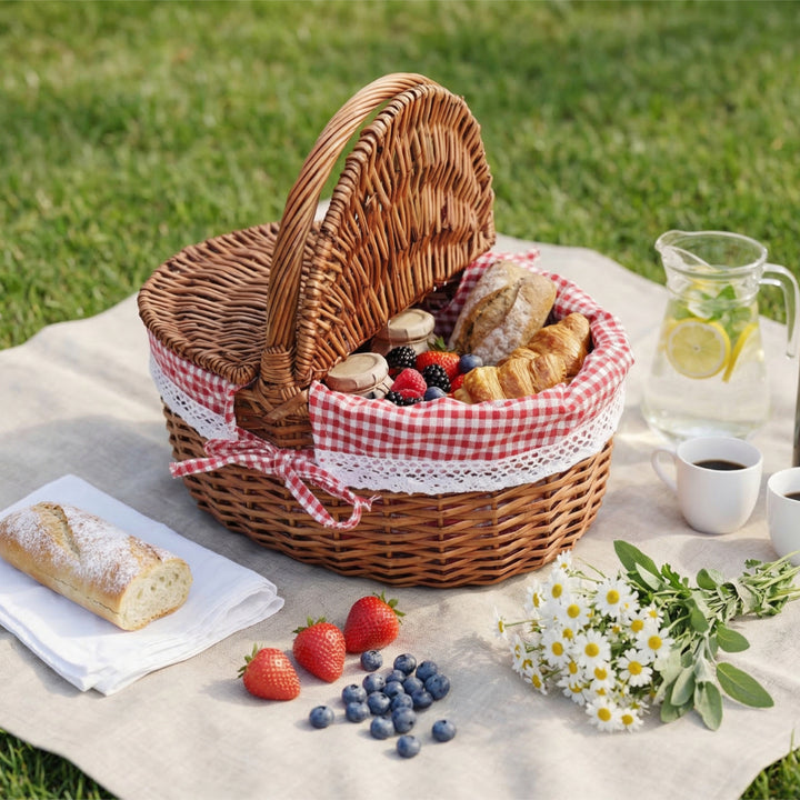 Women's storage basket set with decorative inner lining and practical carrying handles Stornfield
