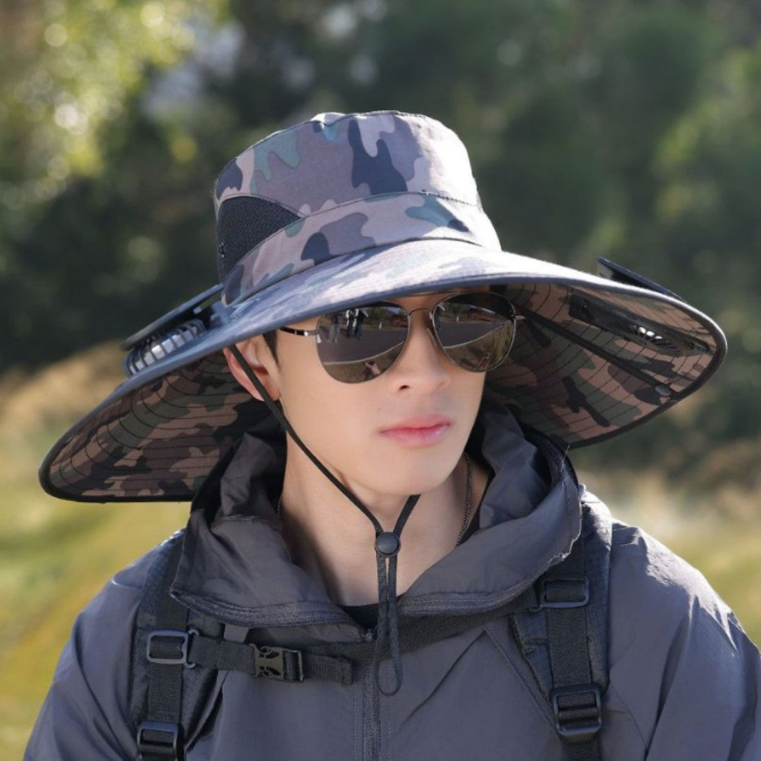tactical fishing hat with wide brim, mesh ventilation and adjustable chin strap Stornfield