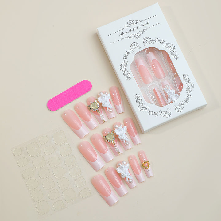 Decorative Press-On Nail Set with 3D Accents Stornfield