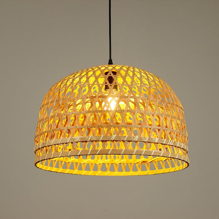 Woven Bamboo Dome Pendant Light