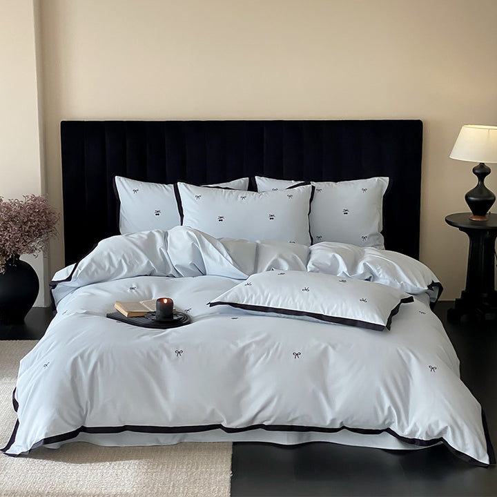 Luxury Embroidered Cotton Sateen Duvet Cover Set