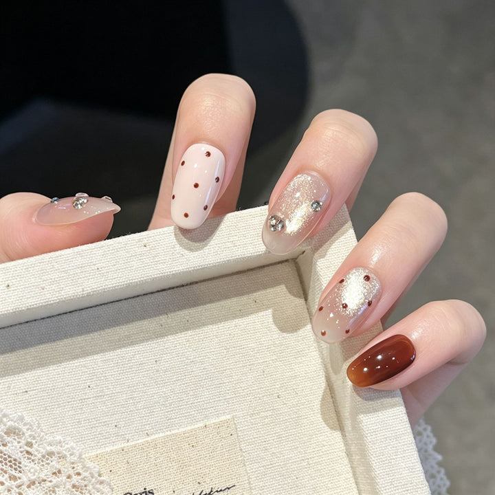 Premium Rhinestone-Embellished Press-On Nail Art Stornfield