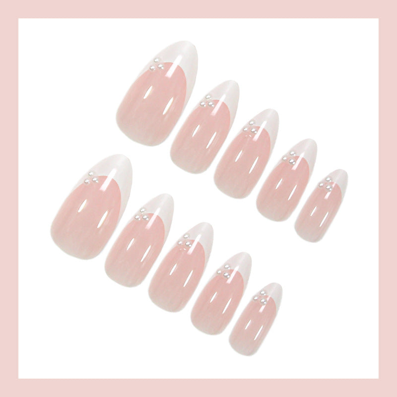 Artificial Nails Set with Elegant French-Tip Design and Glamorous Details Stornfield