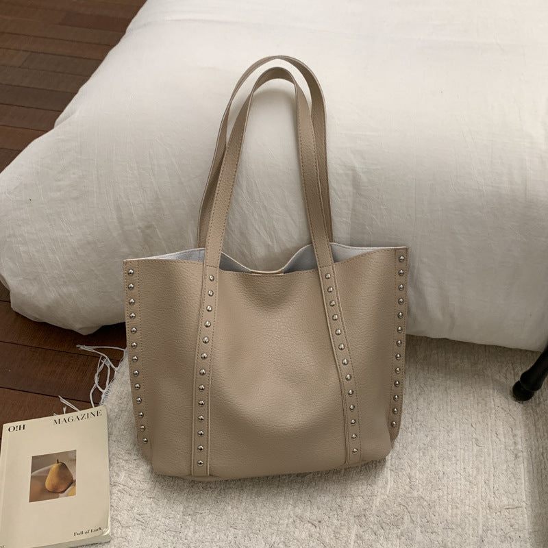 Stylish Studded Leather Tote Bag