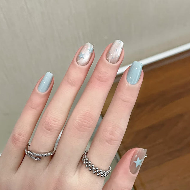 Decorative Press-On Nail Set with Star and Bow Designs Stornfield