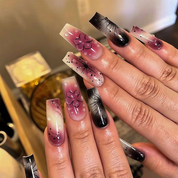 Artistic Ombre Floral Press-On Nail Extensions Stornfield