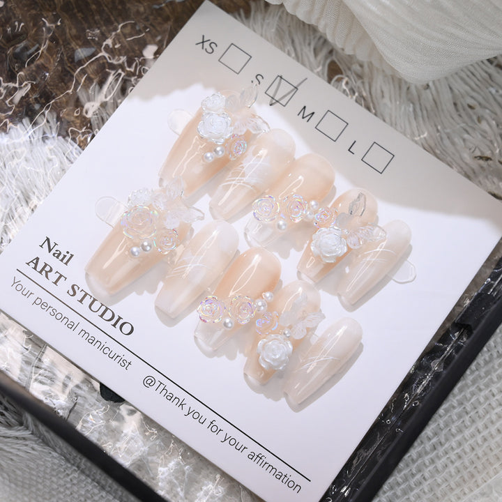 Elegant Floral Press-On Nail Set Stornfield