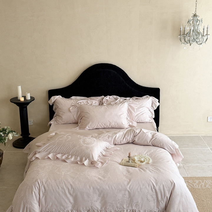 Ruffled Jacquard Sateen Duvet Cover Set