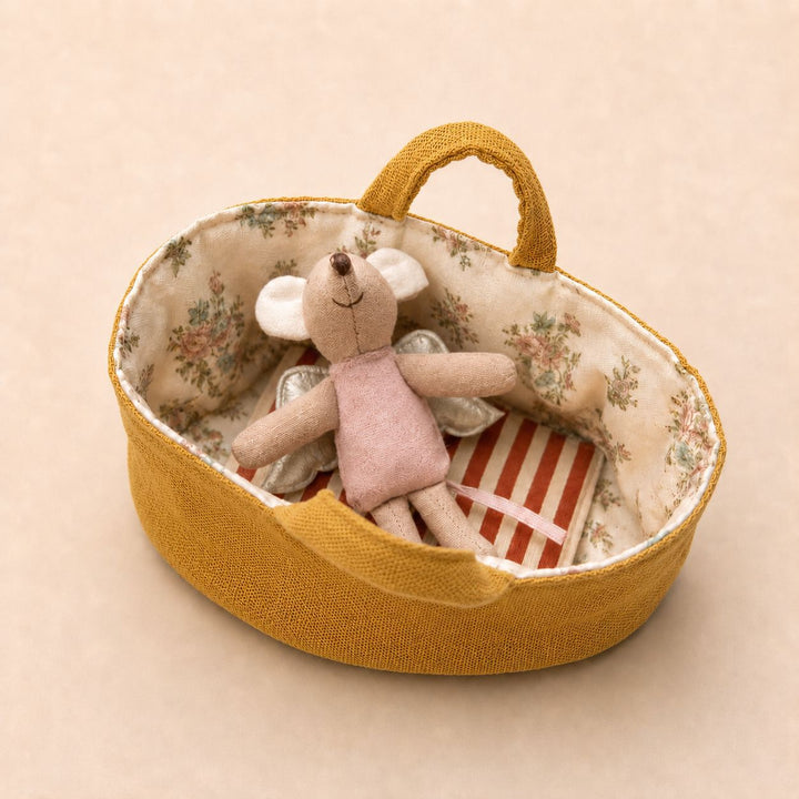 Fabric Nursery Storage Basket with Padded Handles and Floral Lined Interior