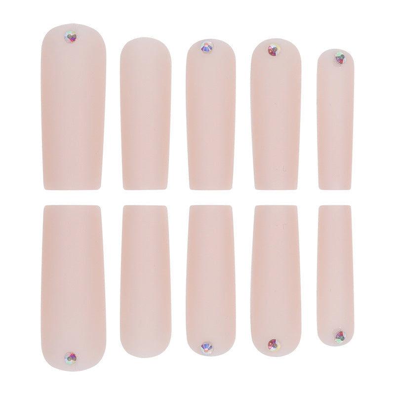 Long Matte Square Press-On Nails with Rhinestone Accents Stornfield