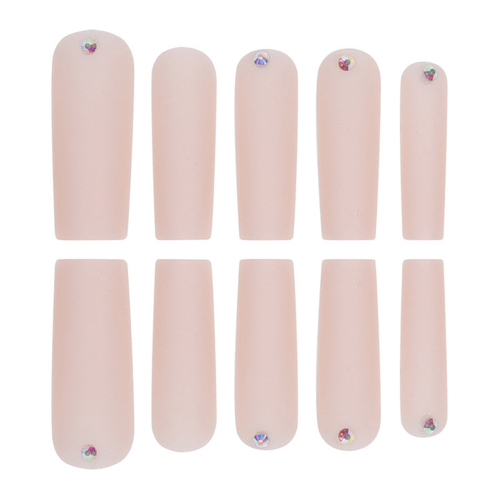 Long Matte Square Press-On Nails with Rhinestone Accents Stornfield