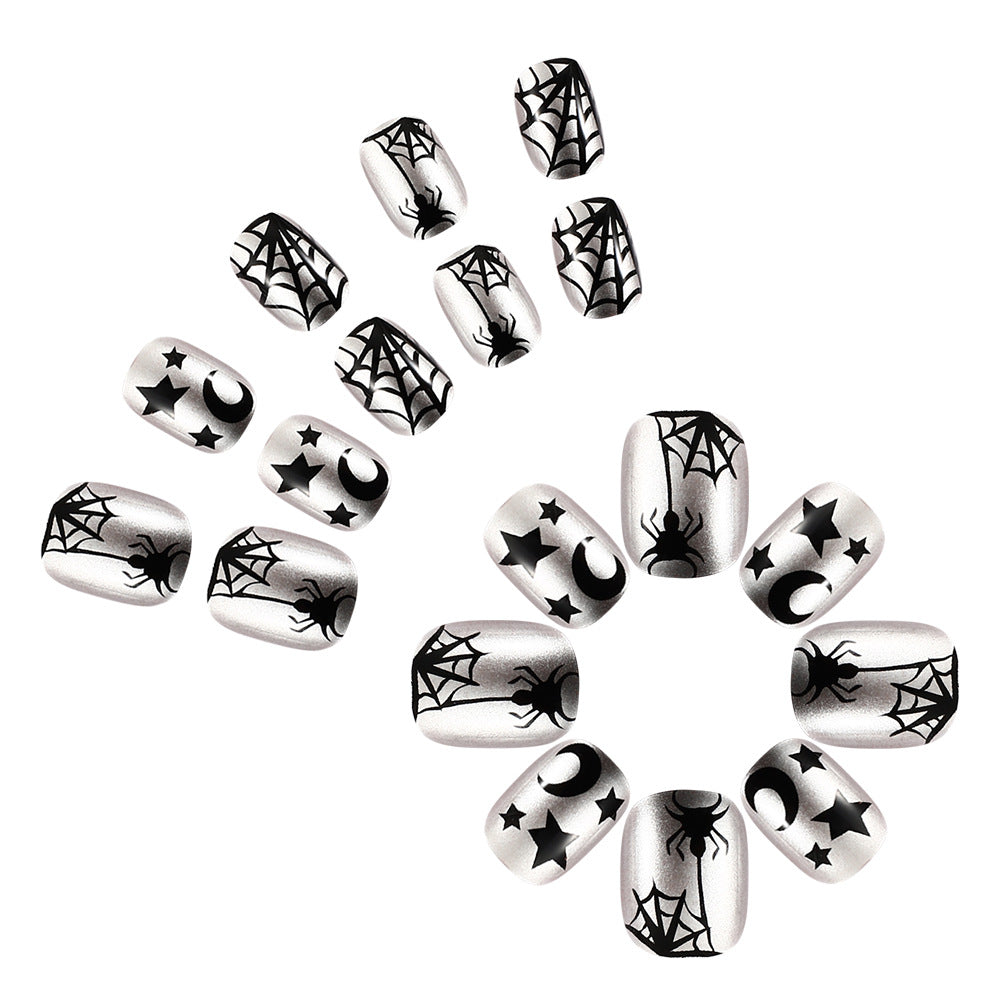 Spiderweb-Themed Press-On Nail Art Set Stornfield