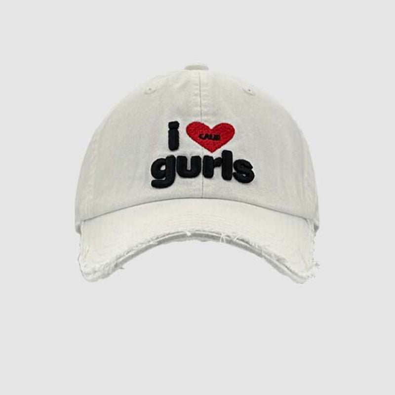 Women's Distressed Cotton Baseball Cap with Fun Embroidery Stornfield