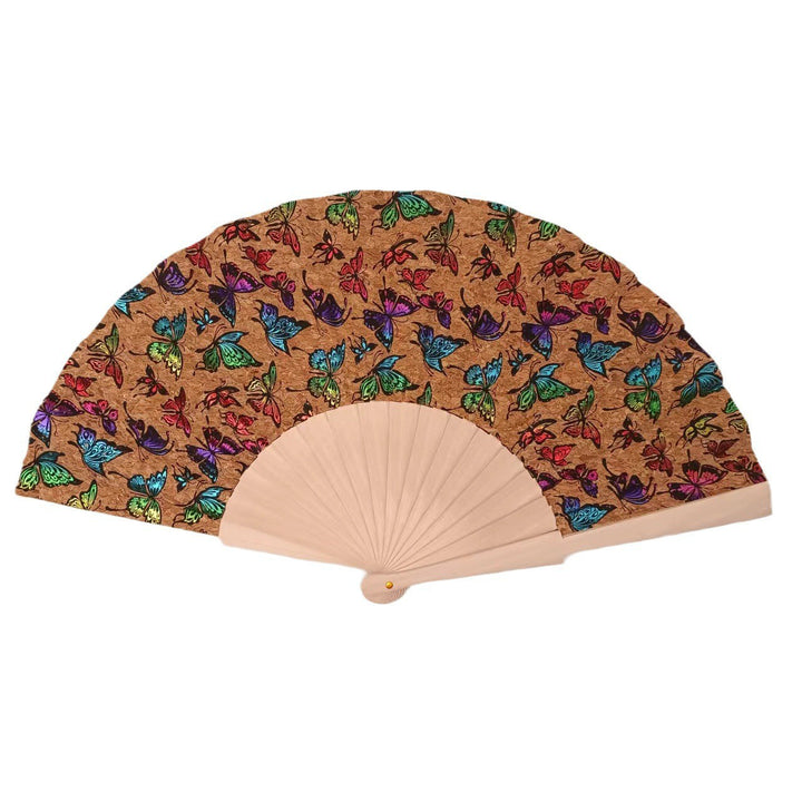 Ladies handcrafted fan made of cork and wood Stornfield