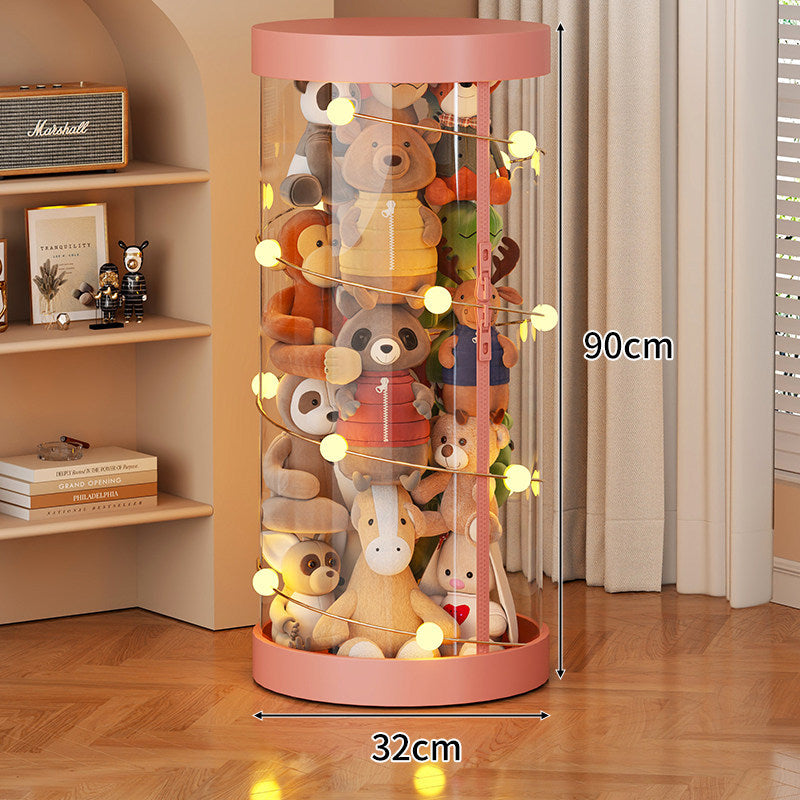 Tall Transparent Cylindrical Plush Toy Display & Storage Tower
