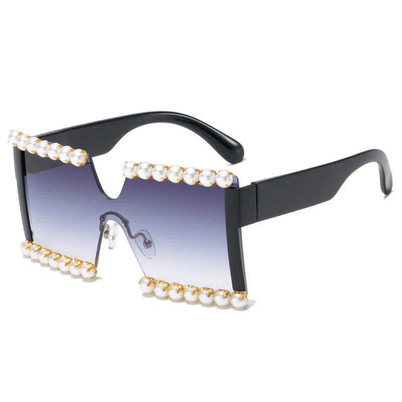 Ladies extravagant rectangular sunglasses with pearl decoration and UV protection Stornfield