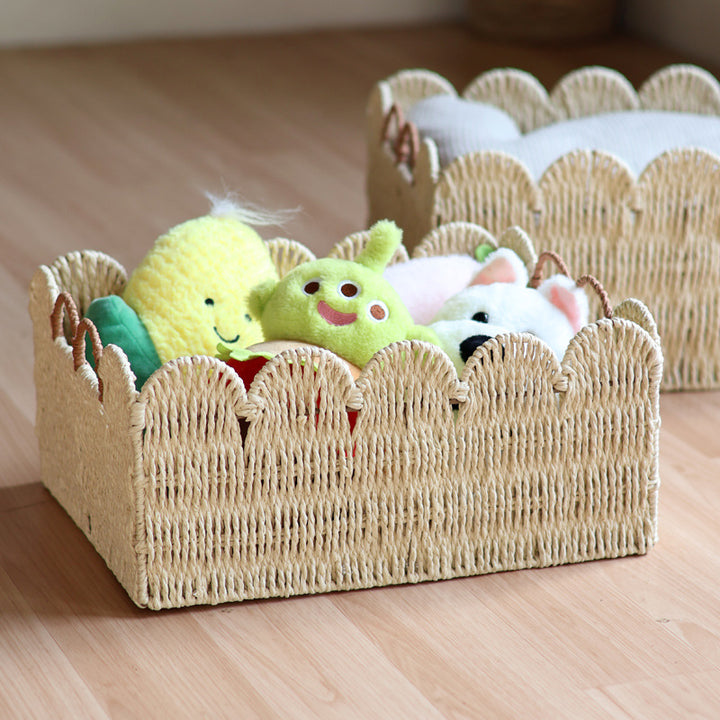 Handcrafted storage basket with wave edge Stornfield