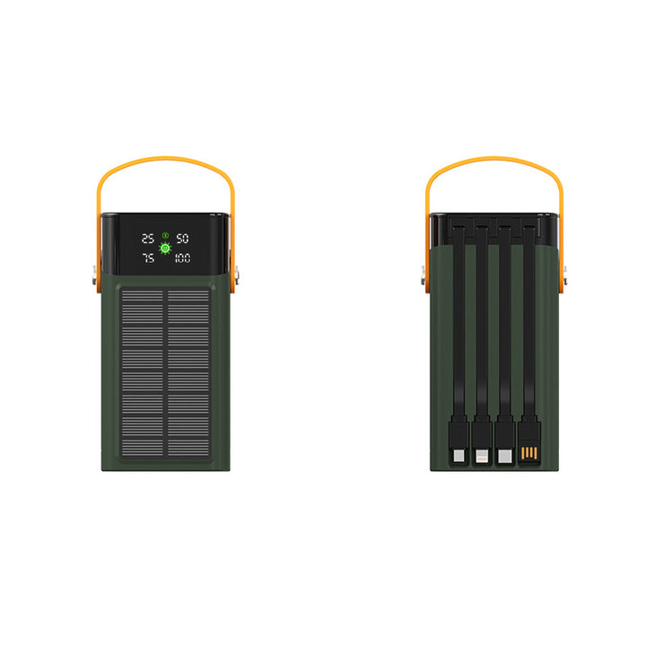 Portable Solar Power Bank with Integrated LED Display and Multifunctional Charging Cable Stornfield