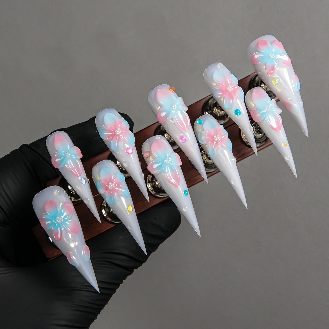 Decorative Floral Stiletto Press-On Nails