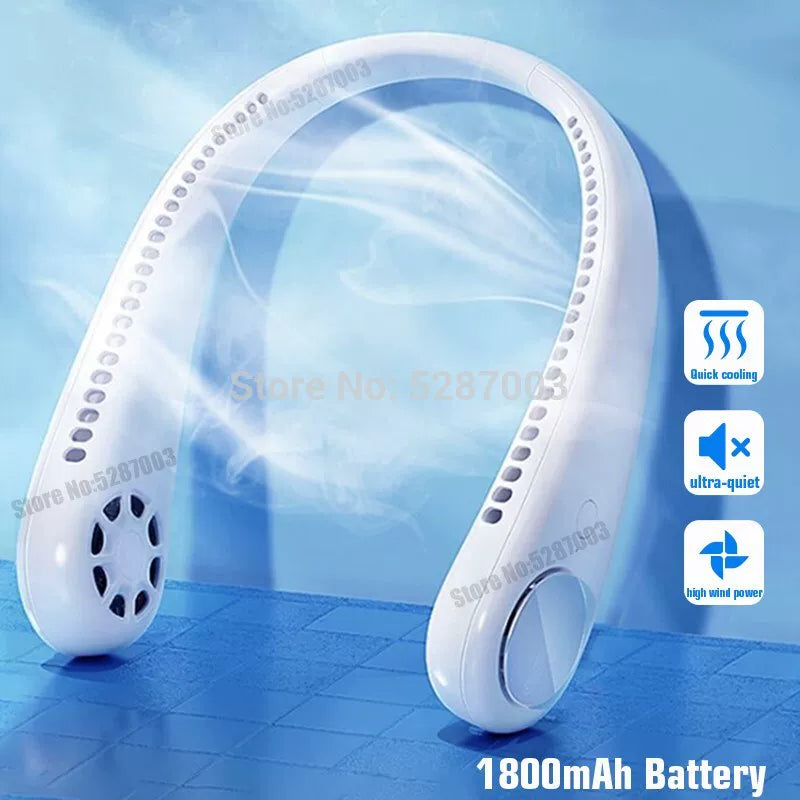 Women's one-size portable bladeless rechargeable hands-free neck fan with whisper-quiet brushless motors and adjustable airflow Stornfield