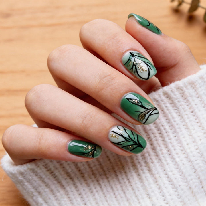 Art nail set with elegant plant motifs Stornfield