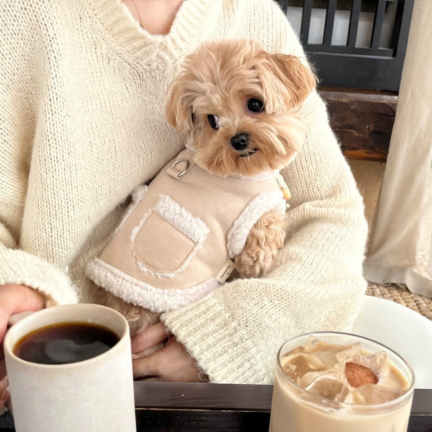 Plush Shearling Reversible Dog Vest with Harness D-Ring